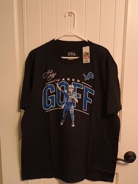 Brand New, Mens XL Jared Goff NFL Detroit Lions Black Graphic Tee
